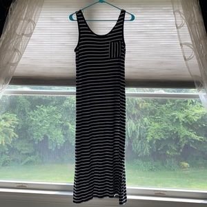 black and white stripe maxi dress